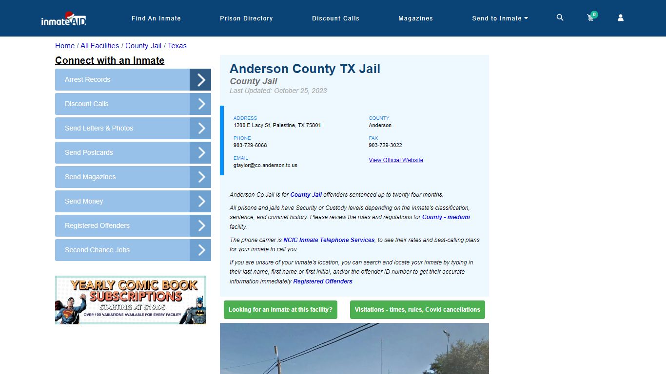 Anderson County TX Jail - Inmate Locator - Palestine, TX